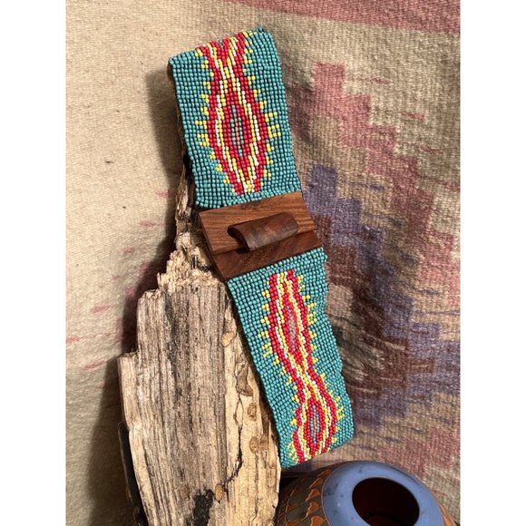 FASHION AVE | Accessories | Turquoise Red Yellow Seed Bead Beaded Belt ...